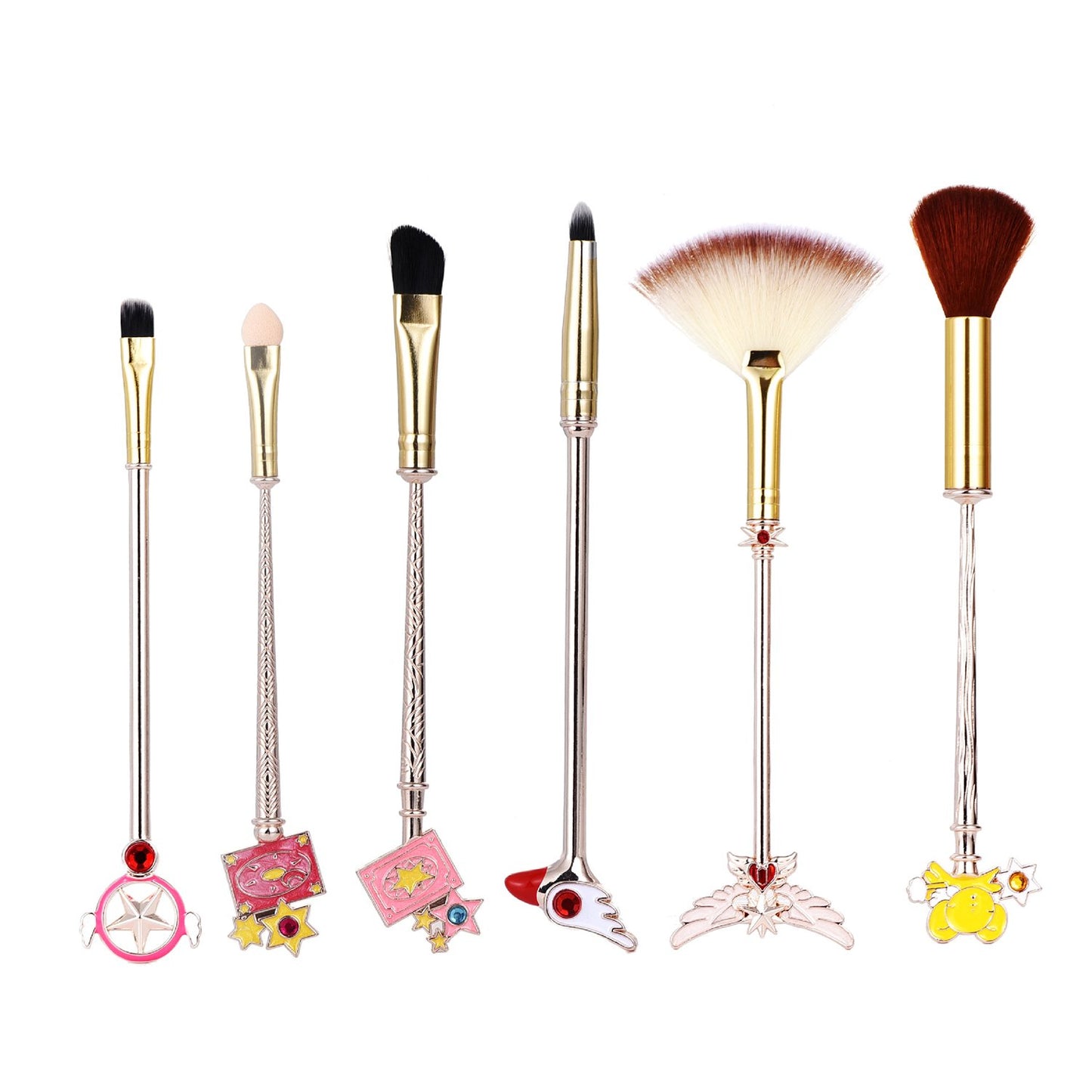 Anime Sakura Card Captor Makeup Pink Brush Set 6 pcs Metal Handle